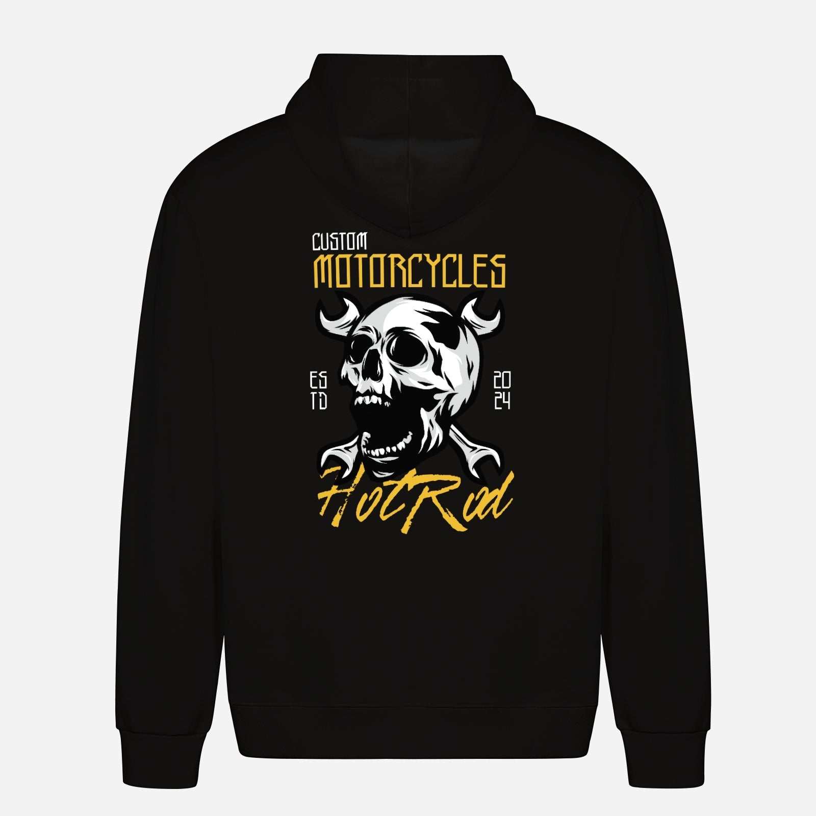 Skull Rider Hoodie | Black Biker Wear | Windproof Motorcycle Sweatshirt | Fleece-Lined for Warmth"