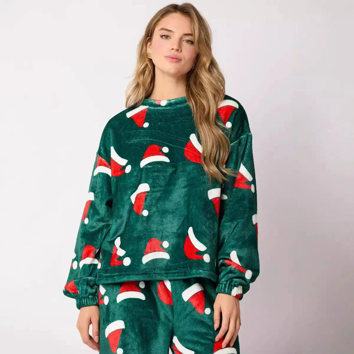 Casual Flannel Pajama Sets For Women 2 Piece Cute Long Sleeve Matching Lounge Shirts Sets Santa Claus Pajamas Homewear Raven’s Echo Hoodie
