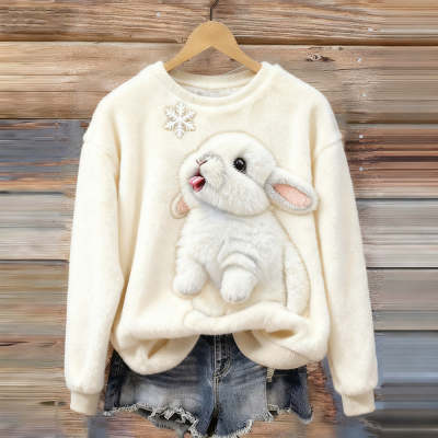 Flannel Printed Sweatshirt Top For Women