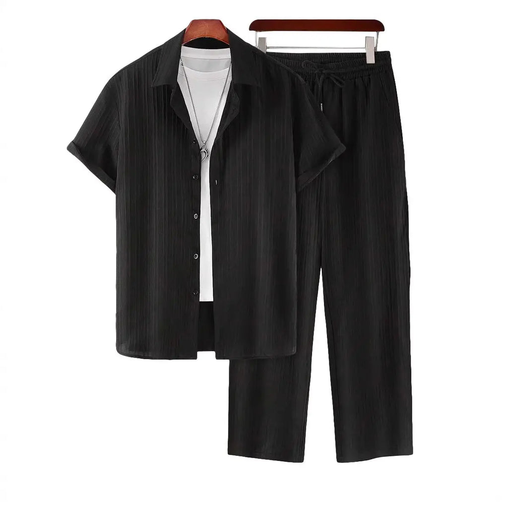 Mens Plus-Size Casual Loose Short-Sleeve Shirt And Pants Set Raven’s Echo Hoodie