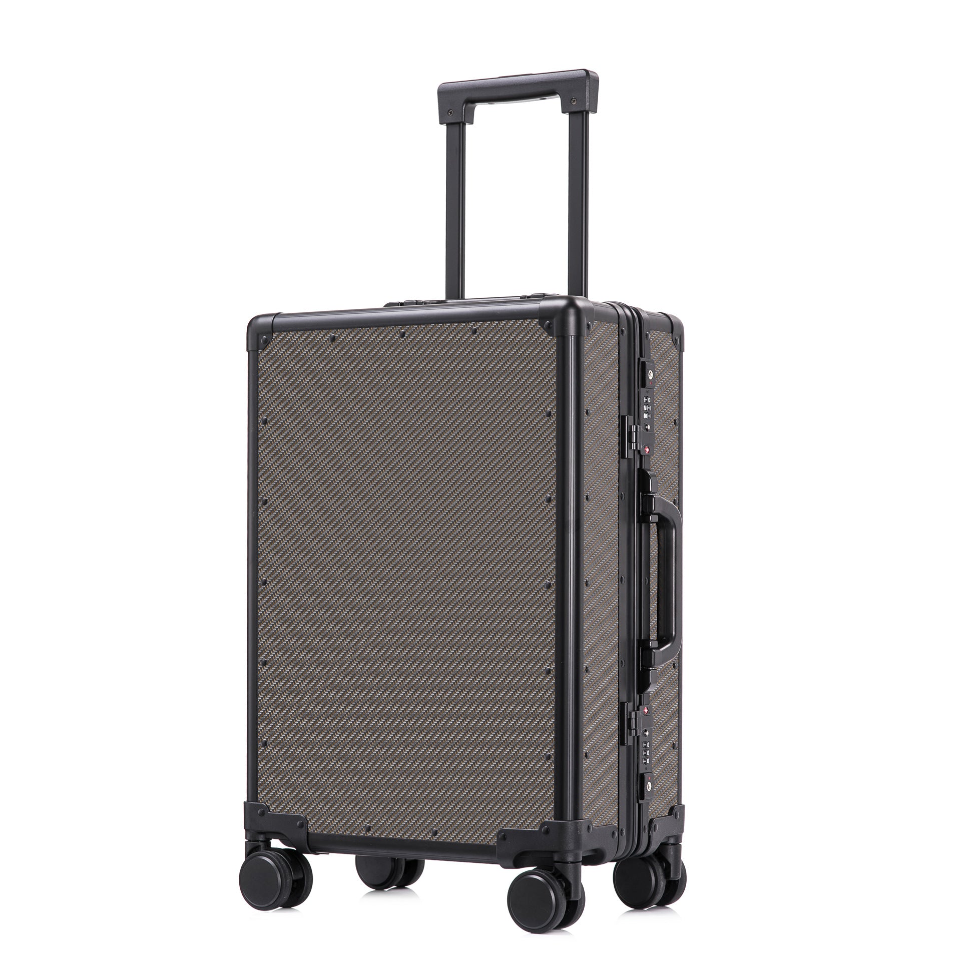 Carbon-fiber Suitcase With Aluminum Frame Large-capacity Business Rolling Luggage