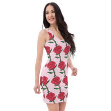 Load image into Gallery viewer, Feminine Pink Dress: Stunning Red Flowers for a Romantic Touch
