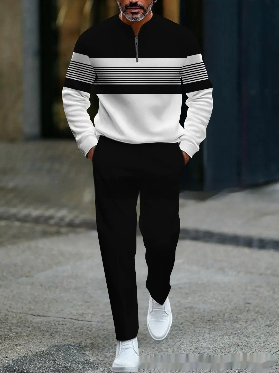 Casual Fashion Men's Long-Sleeve Pants Set Raven’s Echo Hoodie