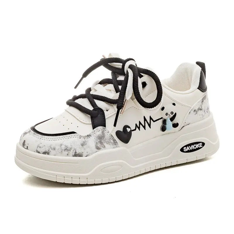 Womens White Sneakers Versatile Sporty Dad Shoes With Thick Soles Raven’s Echo Hoodie