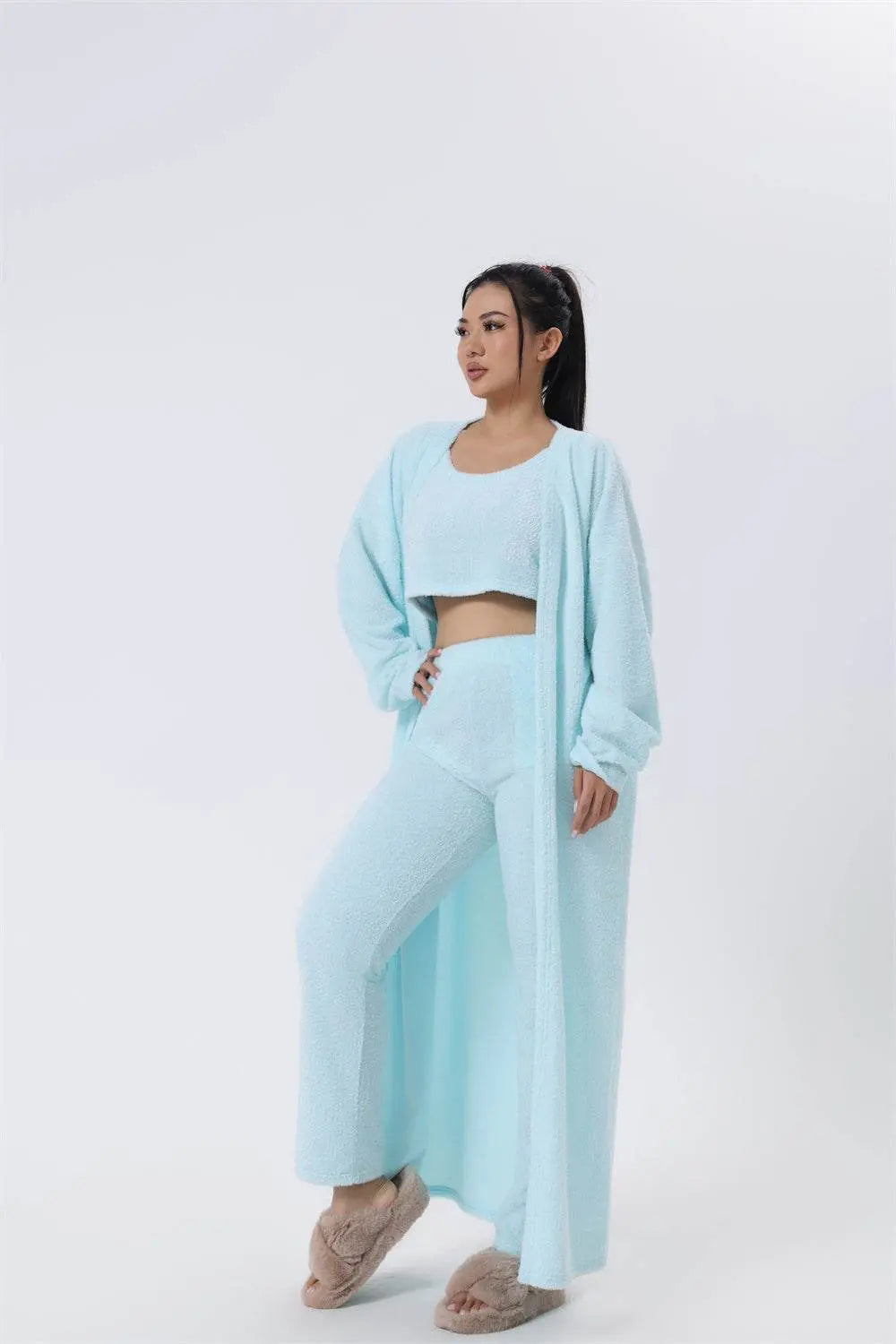 Cozy Pajama Set, 3 Piece Lounge Set, Cute Loungewear, Warm Suit Sets, Matching Set, Lounge Set, 3 Piece Pant Sets, Women Winter Dress Raven’s Echo Hoodie