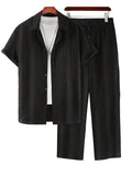 Mens Plus-Size Casual Loose Short-Sleeve Shirt And Pants Set Raven’s Echo Hoodie