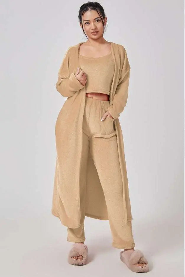 Cozy Pajama Set, 3 Piece Lounge Set, Cute Loungewear, Warm Suit Sets, Matching Set, Lounge Set, 3 Piece Pant Sets, Women Winter Dress Raven’s Echo Hoodie
