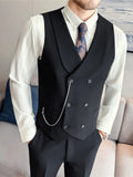 Men's Yarn-dyed High Double-breasted Shawl Collar Vest Raven’s Echo Hoodie