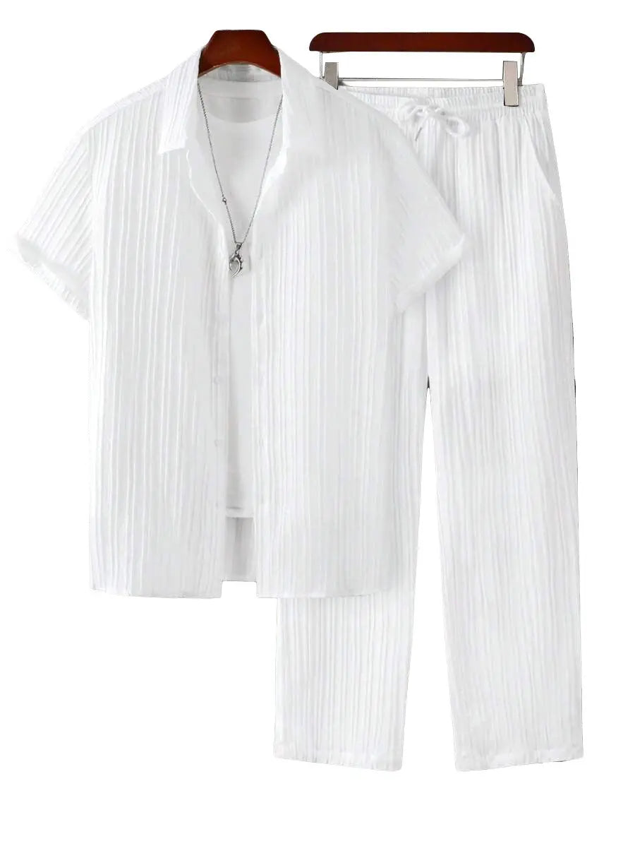 Mens Plus-Size Casual Loose Short-Sleeve Shirt And Pants Set Raven’s Echo Hoodie
