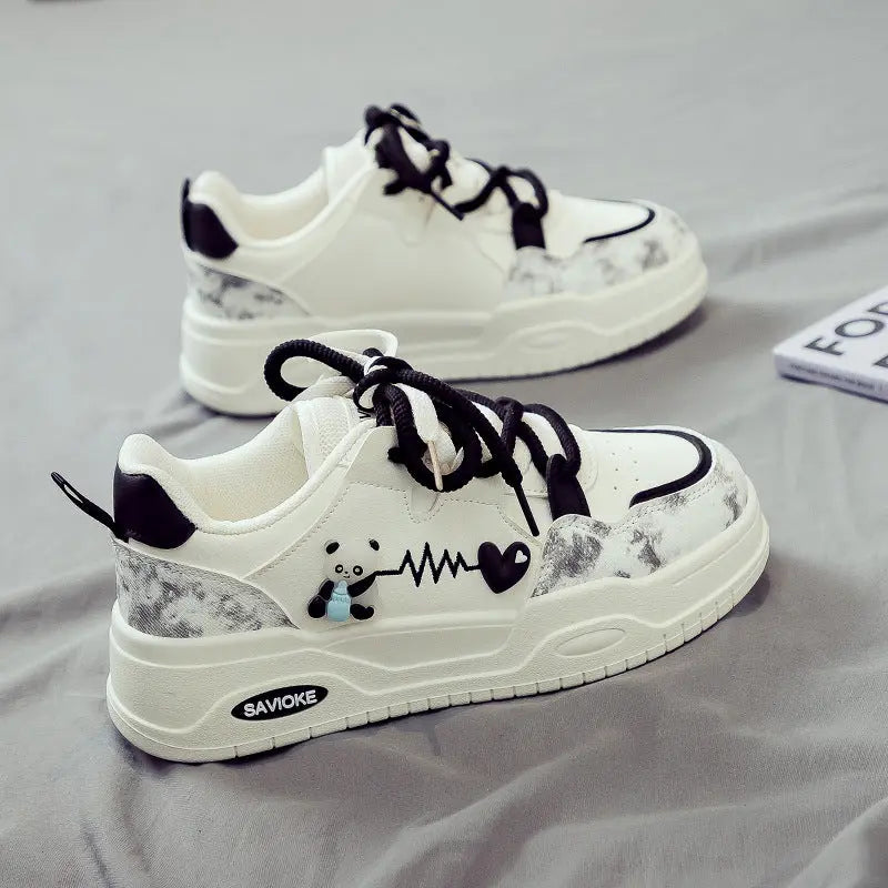 Womens White Sneakers Versatile Sporty Dad Shoes With Thick Soles Raven’s Echo Hoodie