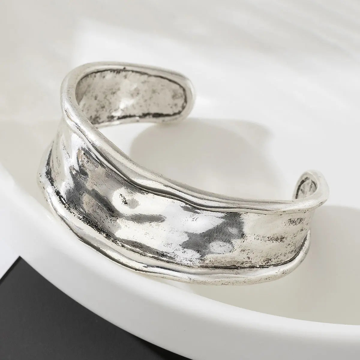 Heavy-duty Textured Curved Distressed Bracelet Raven’s Echo Hoodie
