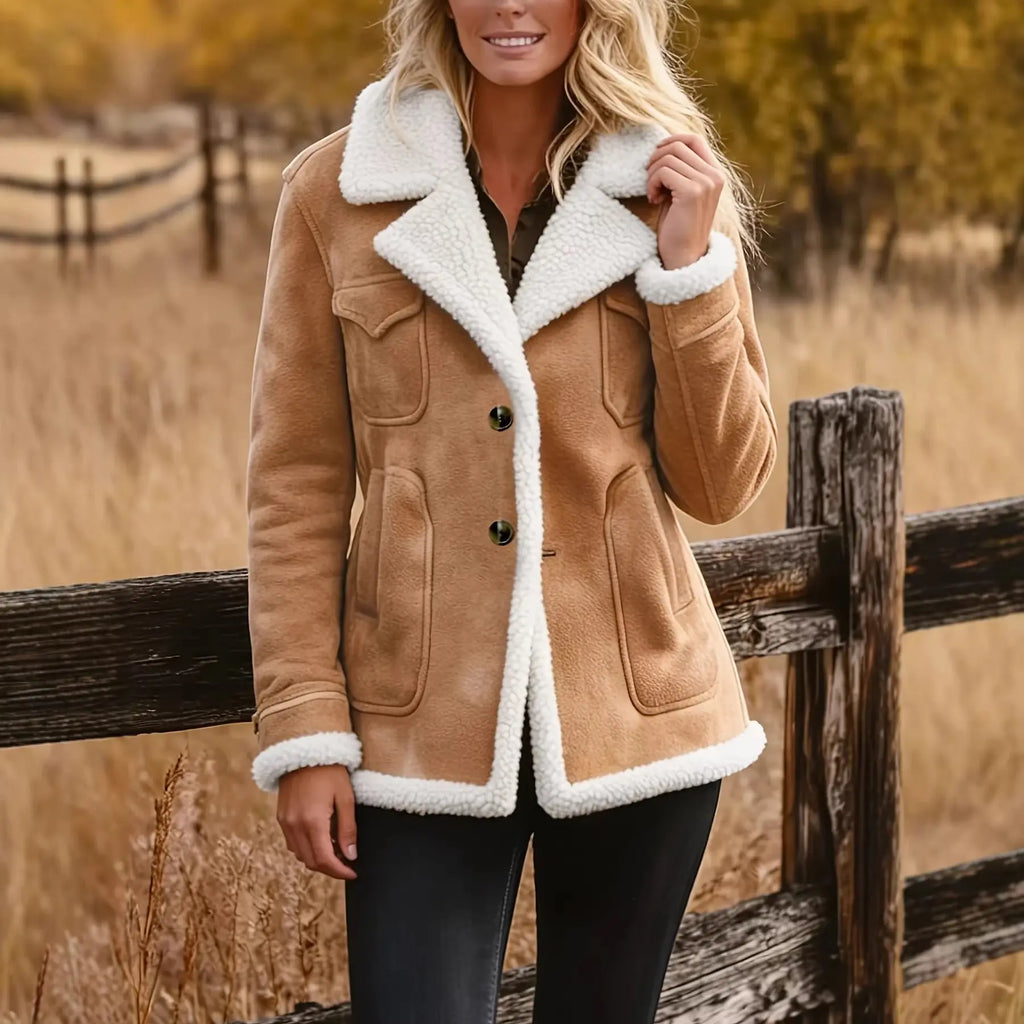 Women's Autumn And Winter Retro Pocket Lapel Button Jacket Fur Coat Raven’s Echo Hoodie