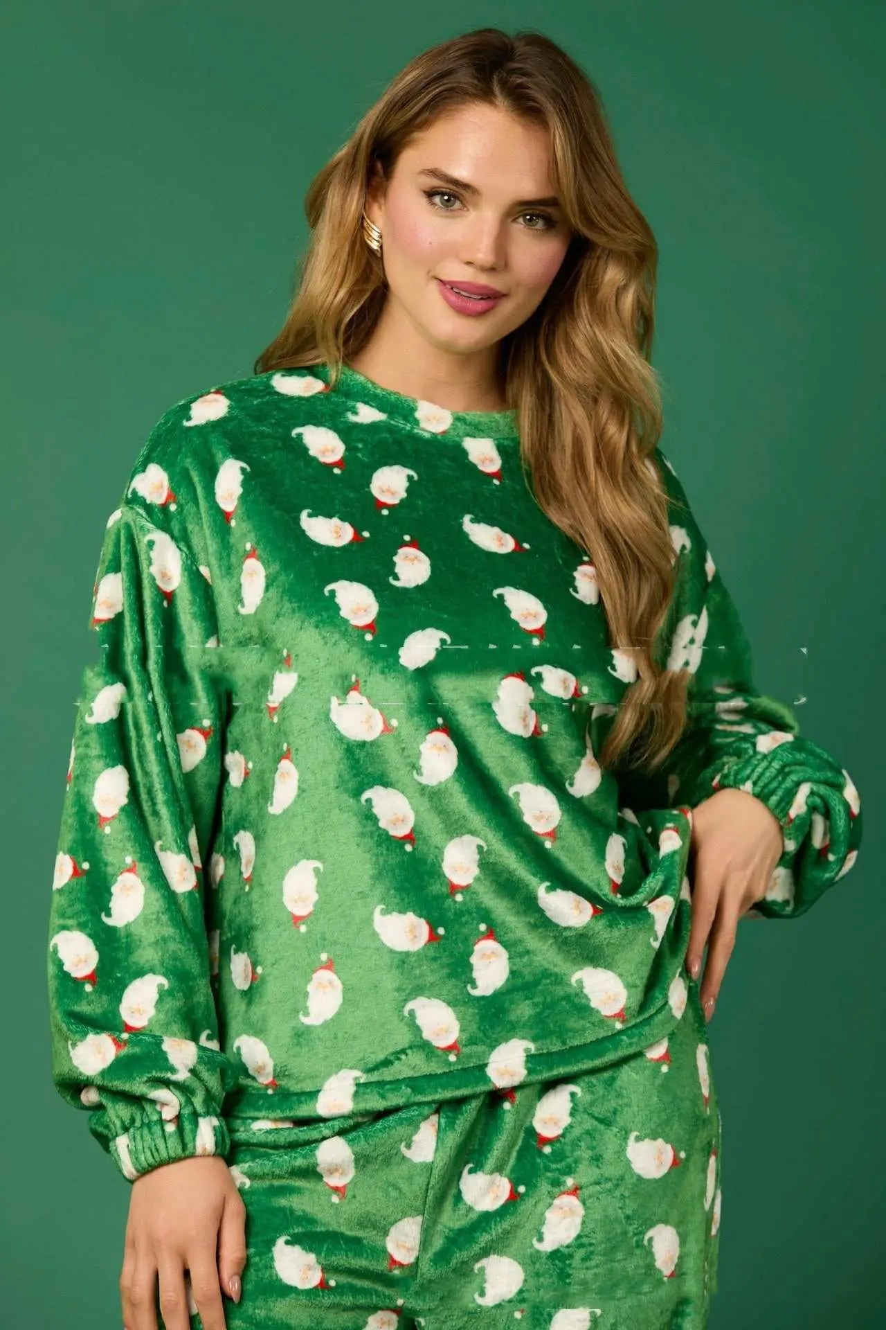 Casual Flannel Pajama Sets For Women 2 Piece Cute Long Sleeve Matching Lounge Shirts Sets Santa Claus Pajamas Homewear Raven’s Echo Hoodie