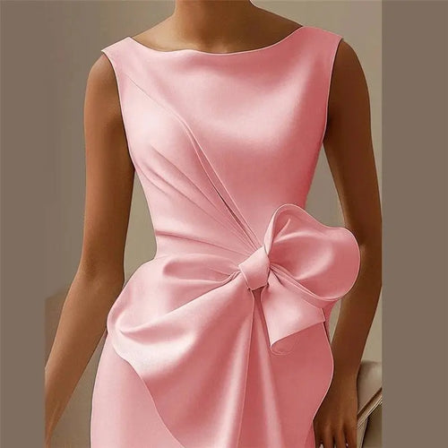 Fashion Bowknot Dress Solid Color Elegant Slim Sleeveless Dresses Women's Casual Office Party Clothing Raven’s Echo Hoodie
