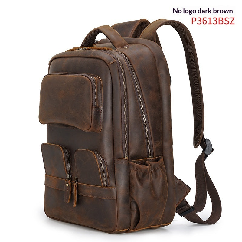 Men's Leather Backpack Outdoor Bag