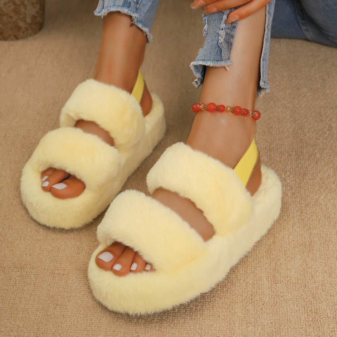New Plus-Size Fuzzy Sandals For Women