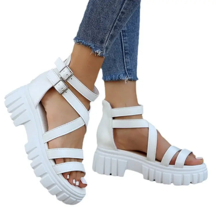 Platform All-match Hollowed-out Mid-heel Strappy Sandals Raven’s Echo Hoodie
