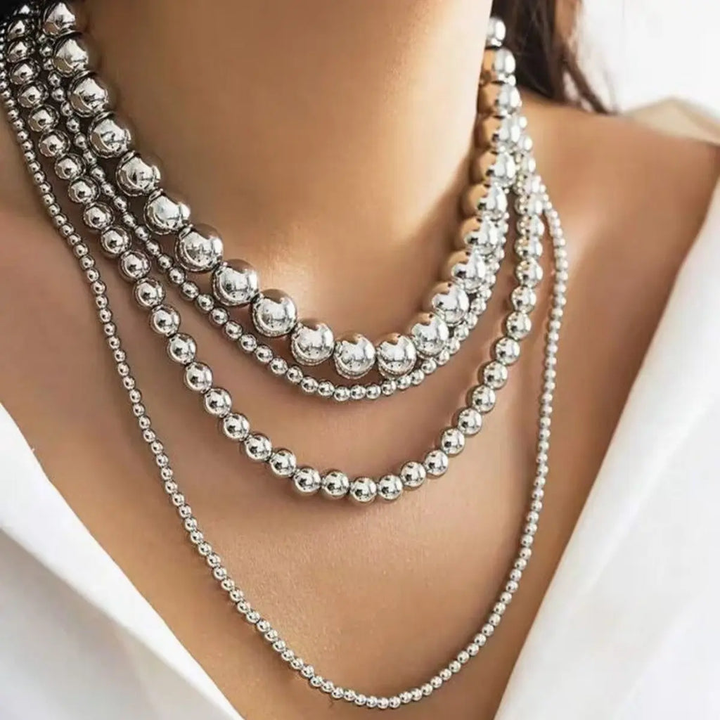 Exaggerated Cyber-style Multi-layered Bead Stackable Necklace Raven’s Echo Hoodie