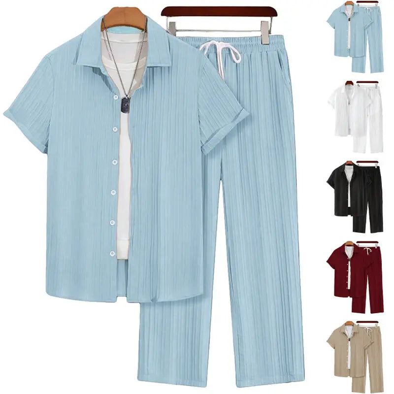 Mens Plus-Size Casual Loose Short-Sleeve Shirt And Pants Set Raven’s Echo Hoodie
