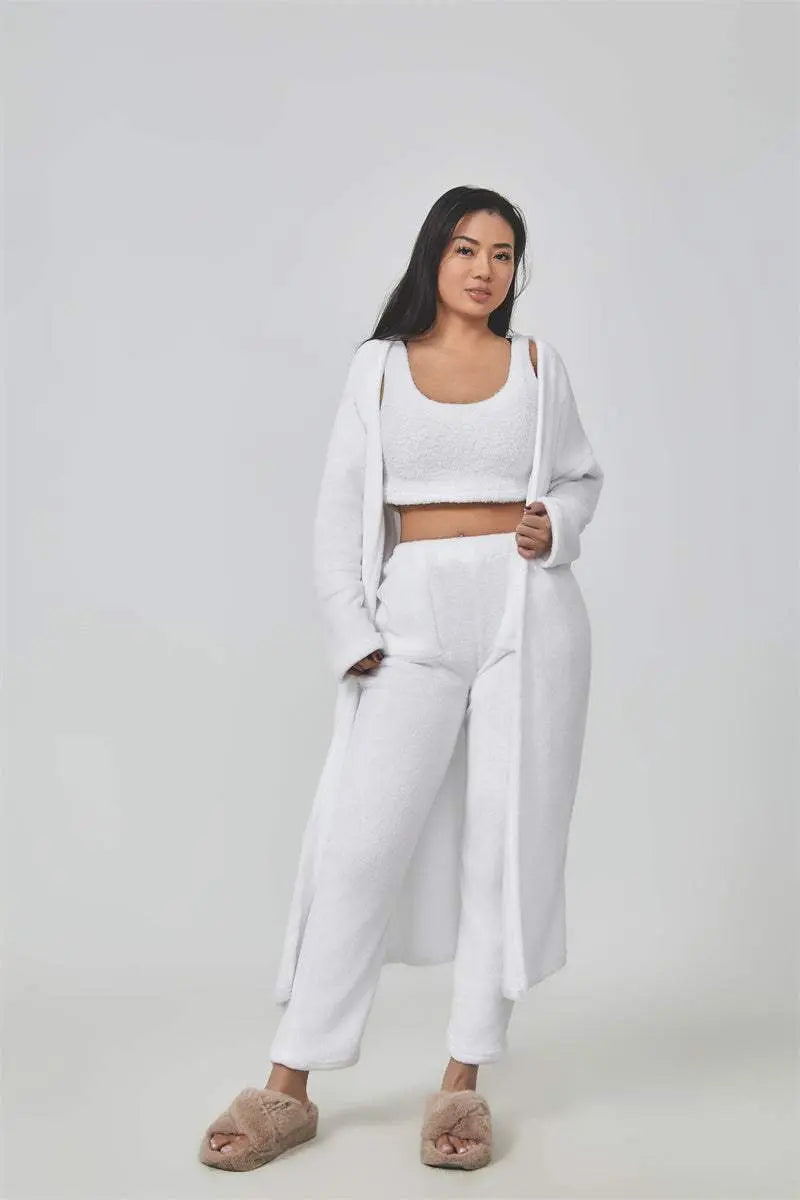 Cozy Pajama Set, 3 Piece Lounge Set, Cute Loungewear, Warm Suit Sets, Matching Set, Lounge Set, 3 Piece Pant Sets, Women Winter Dress Raven’s Echo Hoodie