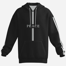 Load image into Gallery viewer, Front view of PEACE black hoodie – soft, minimalist streetwear for everyday comfort
